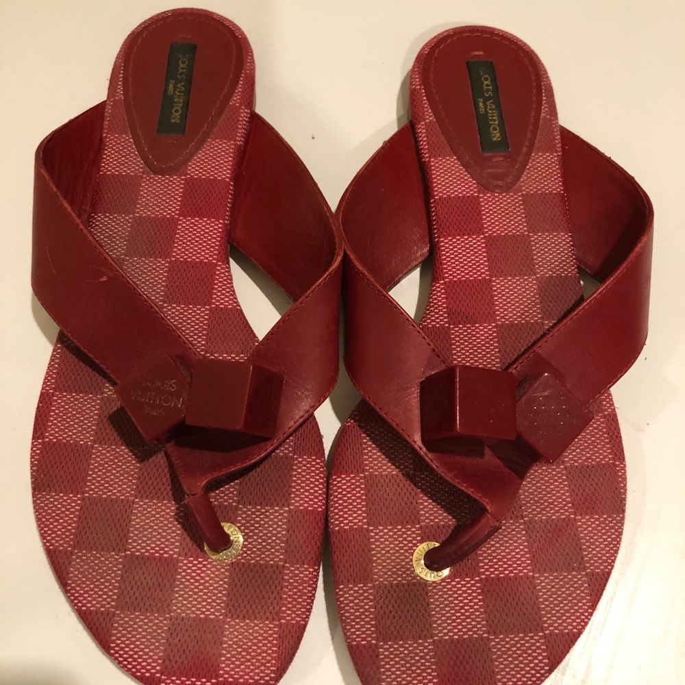 LV red damier sandal